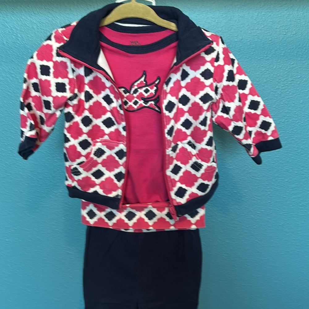 Yoga Sprout 3 piece toddler set with onesie, yoga pants and zip up jacket